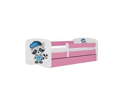 Cama 140 x 70 cm Kocot Kids com gaveta BabyDreams Raccoon Pink