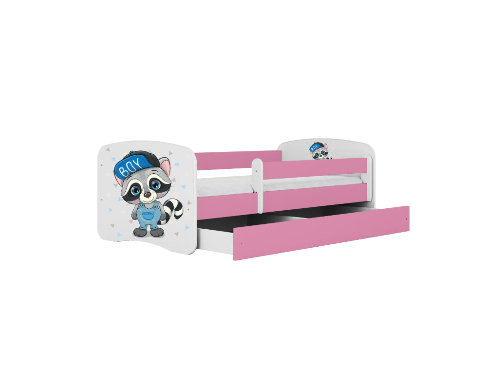 Cama 180 x 80 cm Kocot Kids com gaveta BabyDreams Raccoon Pink