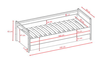 Sofá 180 x 80 cm Kocot Kids com gaveta e colchão Victor White