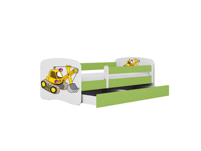 Cama 160 x 80 cm Kocot Kids com gaveta e colchão BabyDreams Digger Green