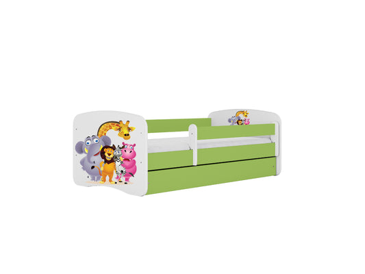 Cama 160 x 80 cm Kocot Kids com colchão BabyDreams Zoo Green