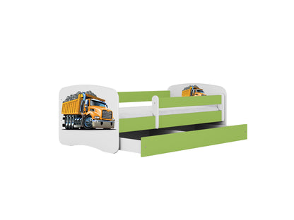Cama 180 x 80 cm Kocot Kids com gaveta e colchão BabyDreams Truck Green