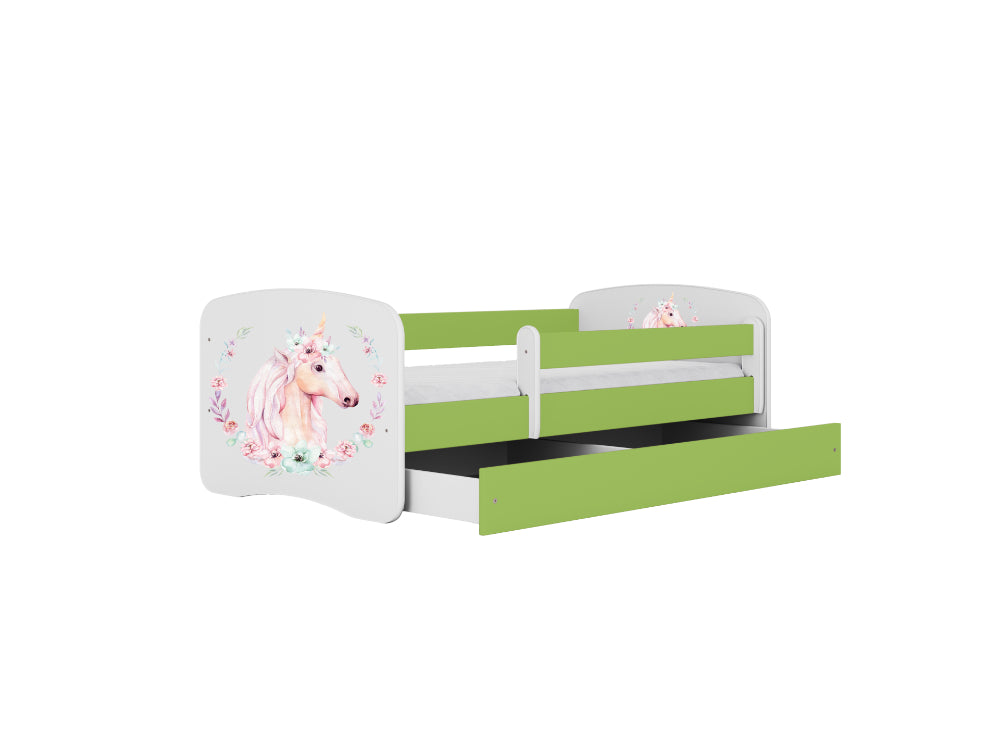 Cama 140 x 70 cm Kocot Kids com gaveta BabyDreams Horse Green