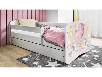 Cama 180 x 80 cm Kocot Kids com gaveta e colchão BabyDreams Balloon White
