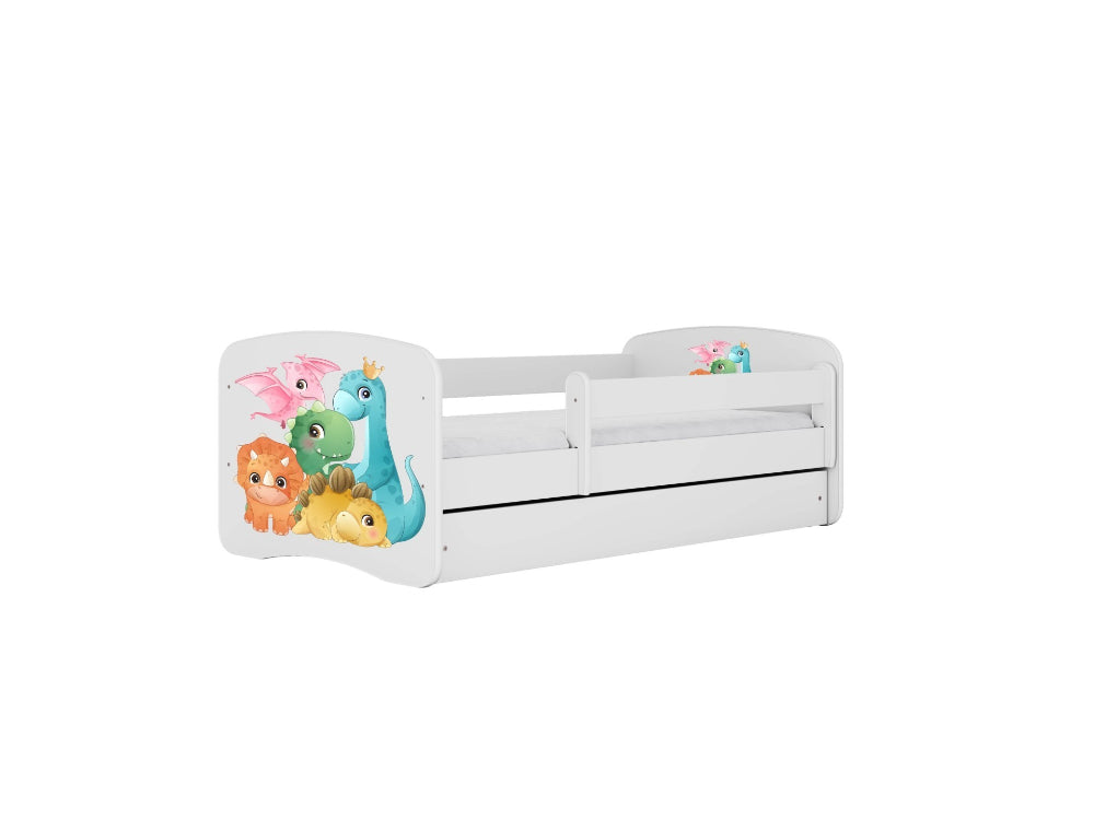 Cama 140 x70 cm Kocot Kids com colchão BabyDreams Tiny Dinos White