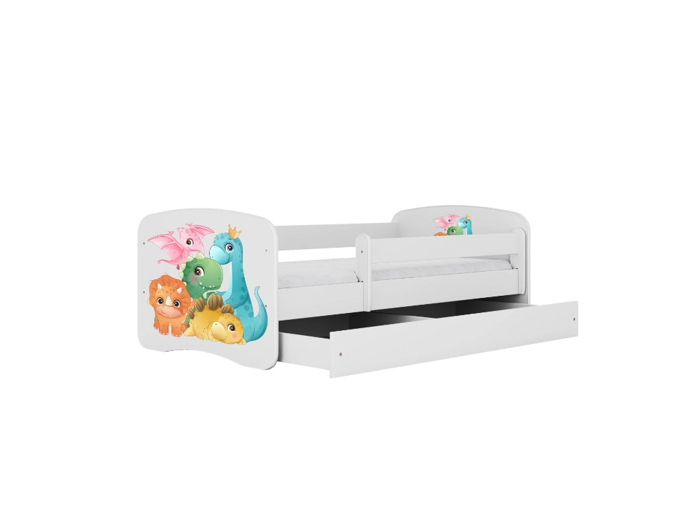 Cama 160 x 80 cm Kocot Kids com gaveta e colchão BabyDreams Tiny Dinos White