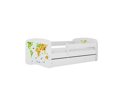 Cama 140 x70 cm Kocot Kids com colchão BabyDreams Map White