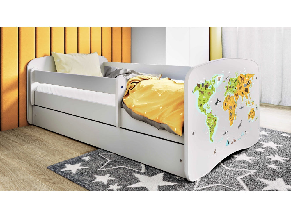 Cama 160 x 80 cm Kocot Kids com gaveta e colchão BabyDreams Map White