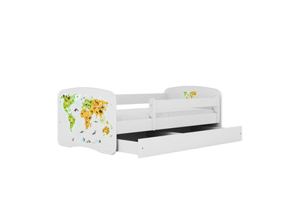 Cama 180 x 80 cm Kocot Kids com gaveta e colchão BabyDreams Map White