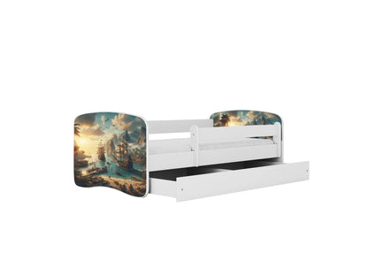 Cama 140 x 70 cm Kocot Kids com gaveta e colchão BabyDreams Ship White