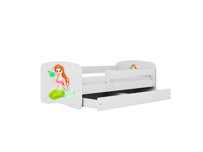 Cama 180 x 80 cm Kocot Kids com gaveta e colchão BabyDreams Mermaid White