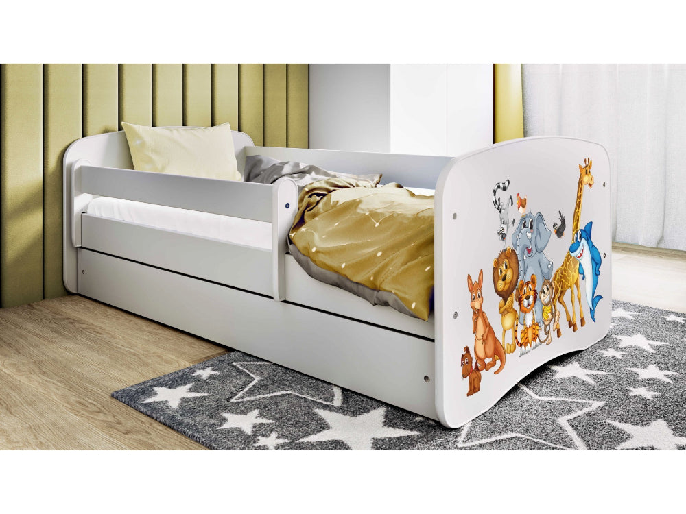 Cama 180 x 80 cm Kocot Kids com colchão BabyDreams Animals White