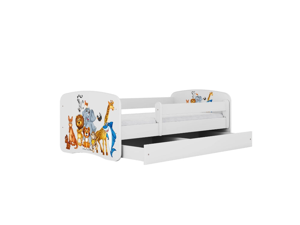 Cama 160 x 80 cm Kocot Kids com gaveta e colchão BabyDreams Animals White