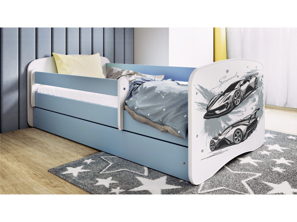 Cama 160 x 80 cm Kocot Kids com colchão BabyDreams Sports Car Blue