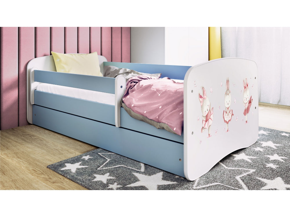 Cama 160 x 80 cm Kocot Kids com gaveta BabyDreams Dancing Bunnies Blue