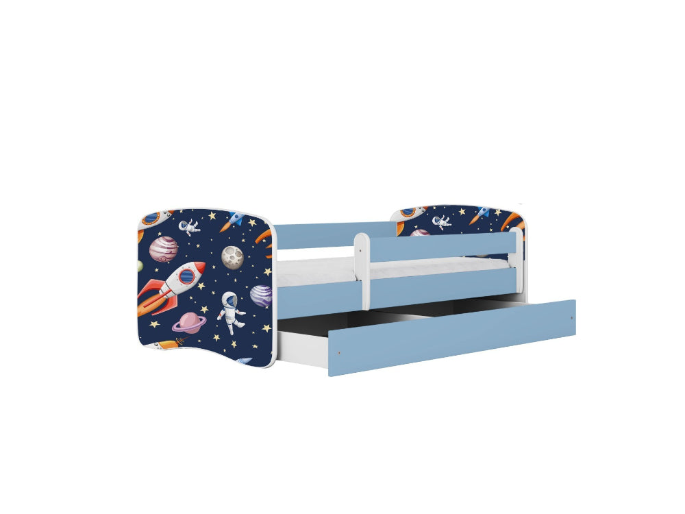 Cama 140 x 70 cm Kocot Kids com gaveta e colchão BabyDreams Cosmos Blue