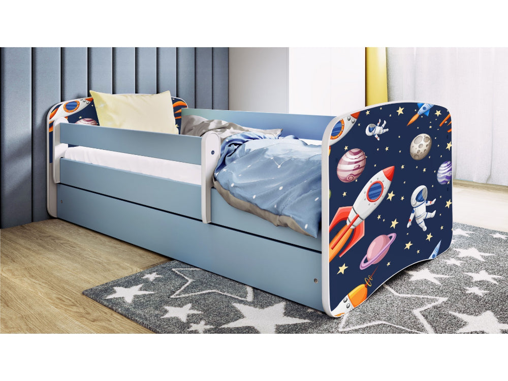 Cama 160 x 80 cm Kocot Kids com gaveta e colchão BabyDreams Cosmos Blue
