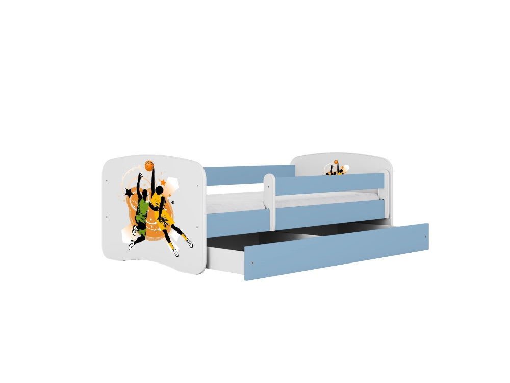 Cama 140 x 70 cm Kocot Kids com gaveta e colchão BabyDreams Basketball Blue