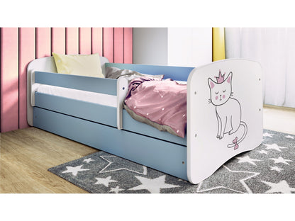 Cama 160 x 80 cm Kocot Kids com gaveta e colchão BabyDreams Cat Blue