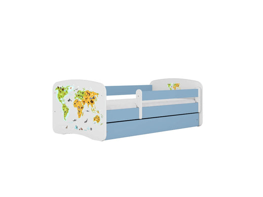Cama 180 x 80 cm Kocot Kids com colchão BabyDreams Map Blue