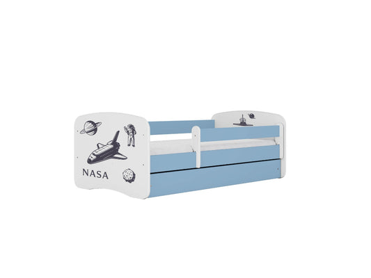 Cama 160 x 80 cm Kocot Kids com gaveta e colchão BabyDreams Nasa Blue