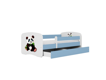 Cama 180 x 80 cm Kocot Kids com gaveta e colchão BabyDreams Panda 2 Blue