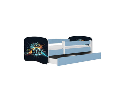 Cama 180 x 80 cm Kocot Kids com gaveta e colchão BabyDreams Race Blue