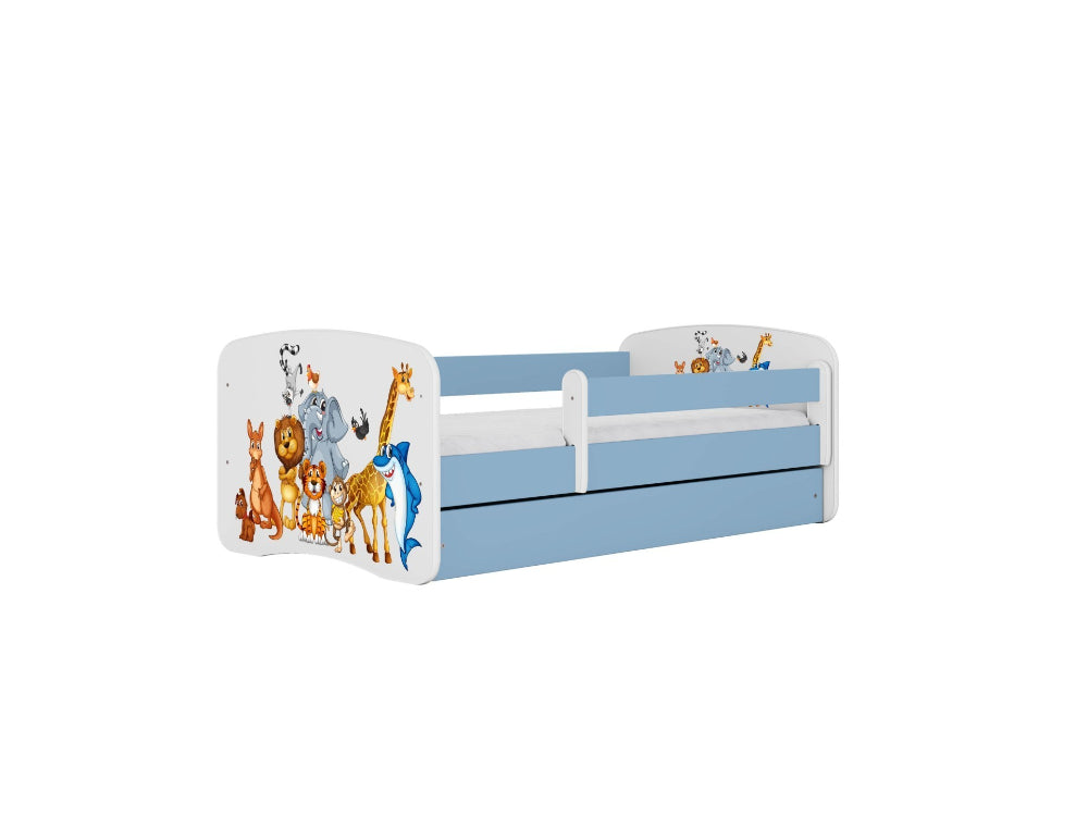 Cama 160 x 80 cm Kocot Kids com gaveta e colchão BabyDreams Animals Blue
