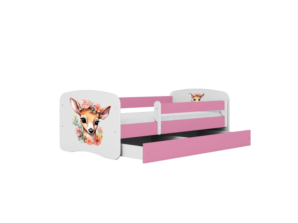 Cama 140 x 70 cm Kocot Kids com gaveta e colchão BabyDreams Bambi Pink