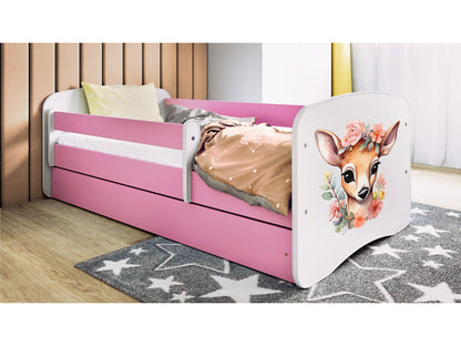 Cama 140 x 70 cm Kocot Kids com gaveta e colchão BabyDreams Bambi Pink