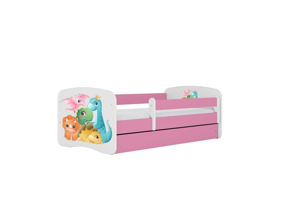Cama 140 x70 cm Kocot Kids com colchão BabyDreams Tiny Dinos Pink