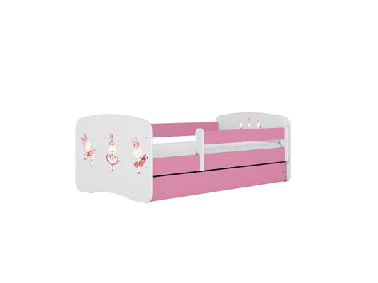 Cama 140 x 70 cm Kocot Kids com gaveta Babydreams Dancing Bunnies Pink