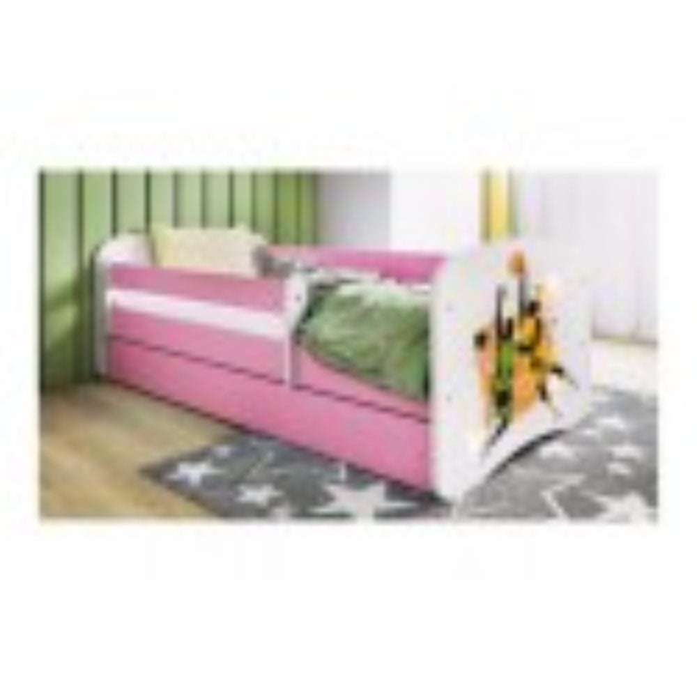 Cama 140 x 70 cm Kocot Kids com gaveta e colchão BabyDreams Basketball Pink