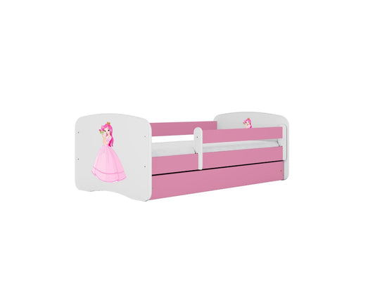 Cama 160 x 80 cm Kocot Kids com gaveta e colchão BabyDreams Princess Pink