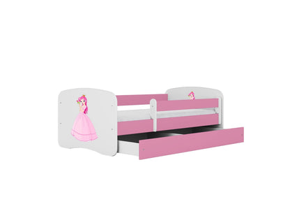 Cama 180 x 80 cm Kocot Kids com gaveta e colchão BabyDreams Princess Pink