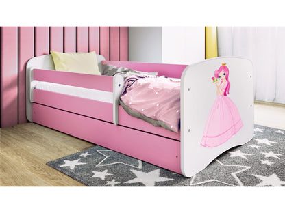 Cama 180 x 80 cm Kocot Kids com gaveta e colchão BabyDreams Princess Pink