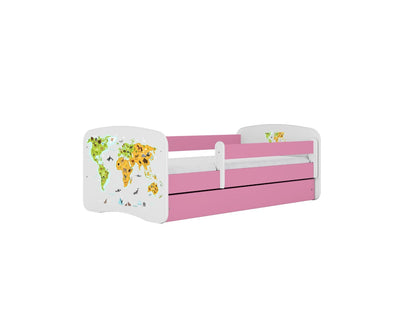 Cama 180 x 80 cm Kocot Kids com gaveta e colchão BabyDreams Map Pink