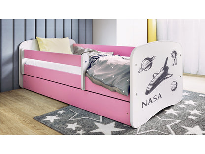 Cama 180 x 80 cm Kocot Kids com gaveta e colchão BabyDreams Nasa Pink
