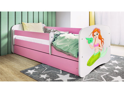 Cama 140 x 70 cm Kocot Kids com gaveta e colchão BabyDreams Mermaid Pink