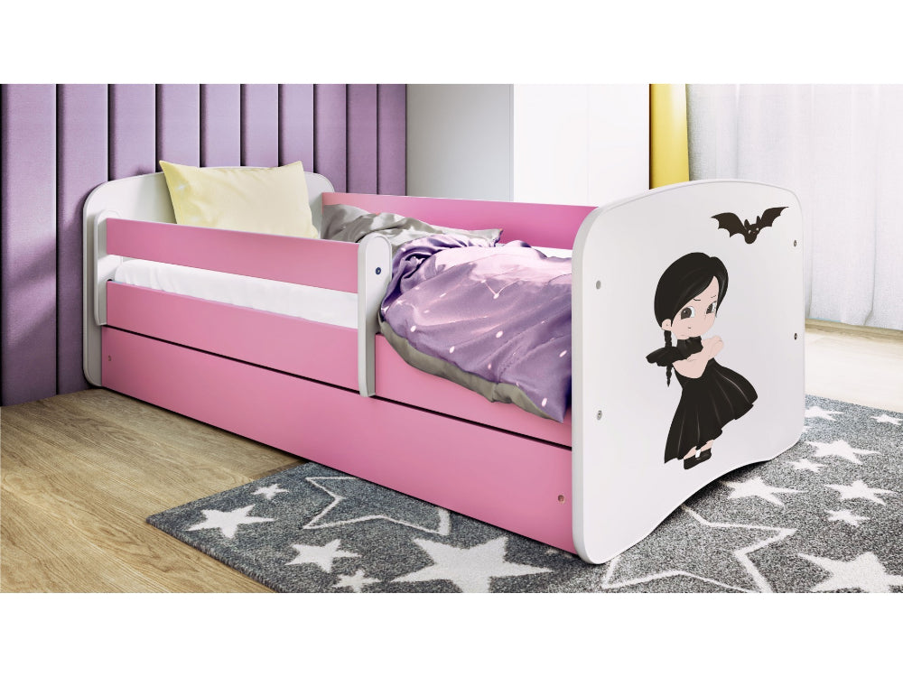 Cama 140 x 70 cm Kocot Kids com gaveta e colchão BabyDreams Wednesday Pink
