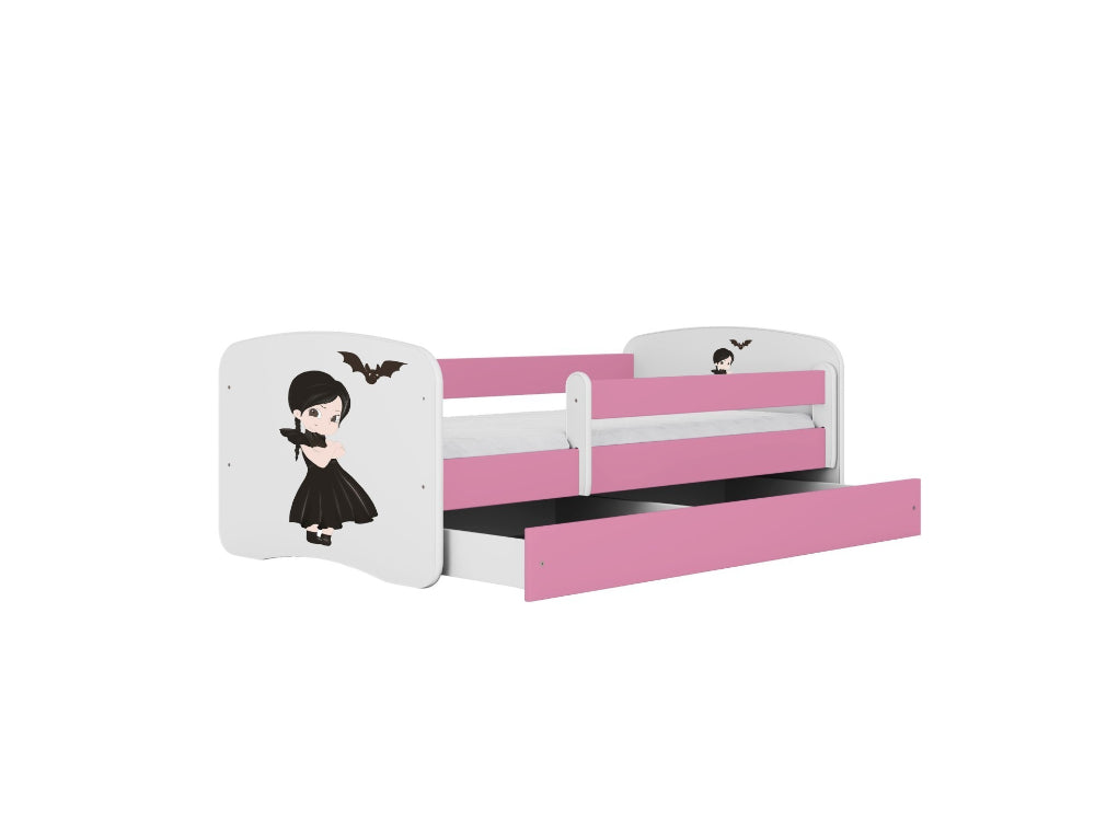 Cama 180 x 80 cm Kocot Kids com gaveta e colchão BabyDreams Wednesday Pink