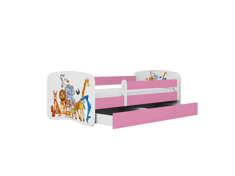 Cama 180 x 80 cm Kocot Kids com gaveta BabyDreams Animals Pink