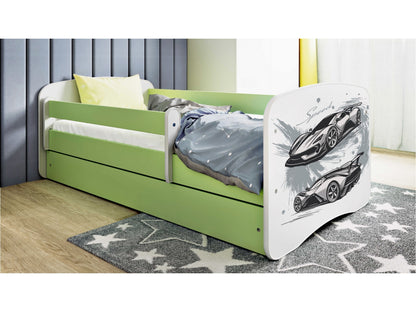 Cama 180 x 80 cm Kocot Kids com colchão BabyDreams Sports Car Green