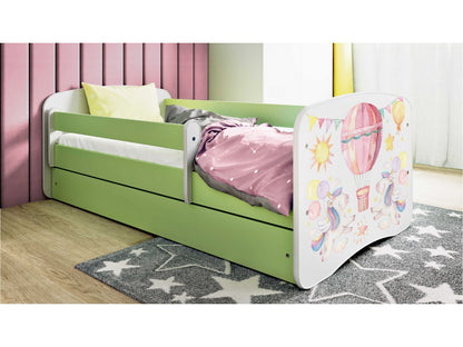 Cama 160 x 80 cm Kocot Kids com gaveta e colchão BabyDreams Balloon Green