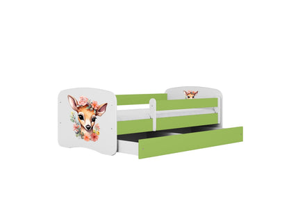 Cama 160 x 80 cm Kocot Kids com gaveta e colchão BabyDreams Bambi Green
