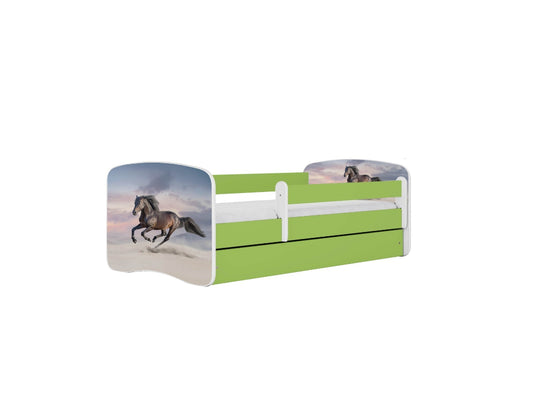 Cama 140 x 70 cm Kocot Kids BabyDreams Galloping Horse Green