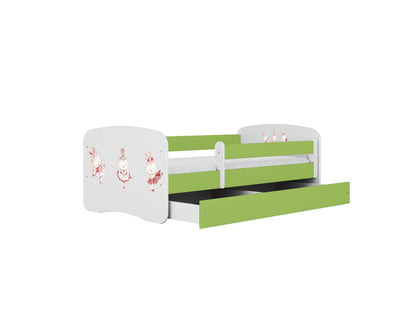 Cama 140 x 70 cm Kocot Kids com gaveta Babydreams Dancing Bunnies Green