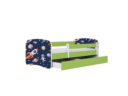 Cama 180 x 80 cm Kocot Kids com gaveta e colchão BabyDreams Cosmos Green