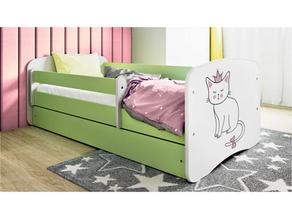 Cama 160 x 80 cm Kocot Kids com gaveta BabyDreams Cat Green