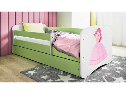 Cama 160 x 80 cm Kocot Kids com colchão BabyDreams Princess Green